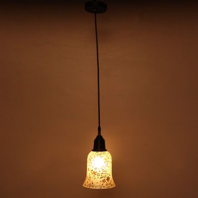 Somil LED Compitable Designer Pendent Hanging Ceiling Lamp Light with Black Cord, Glass, Round, Home, Office, with All Fixture