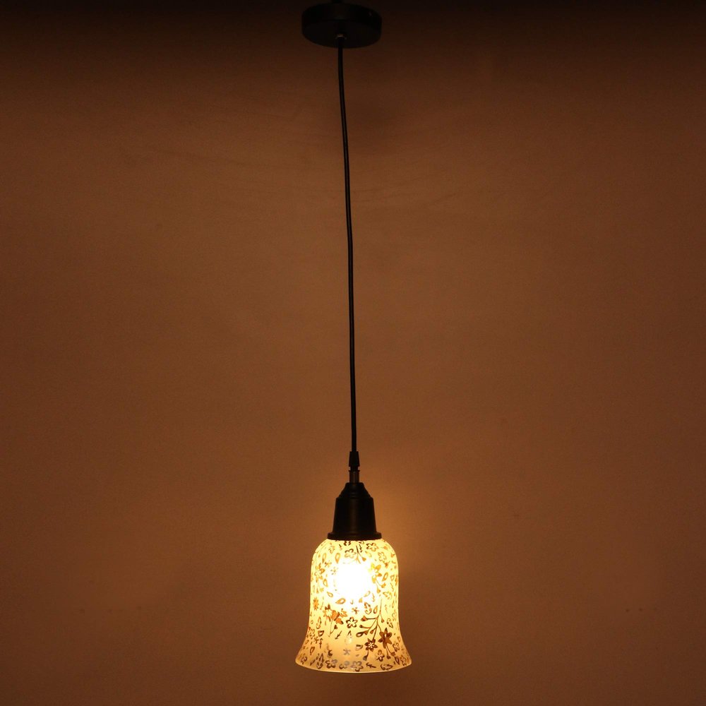Somil LED Compitable Designer Pendent Hanging Ceiling Lamp Light with Black Cord, Glass, Round, Home, Office, with All Fixture