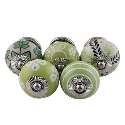 Indian-Shelf Pack of 10 Green Drawer Pull- Ceramic Door Pull- Round Drawer Knob- Kids Dresser Knob- Door Handles- Dresser Knobs Nursery- Dresser Drawer Pulls and Knobs- Cupboard Pulls