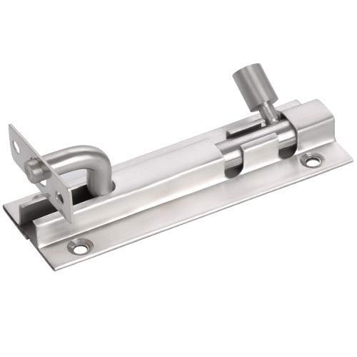 Nixnine L-Shape Heavy Duty Stainless Steel Door Security Latch Lock Tower Bolt for Home, Bathroom, Kitchen, Office, Pack of 1, (6 Inch)
