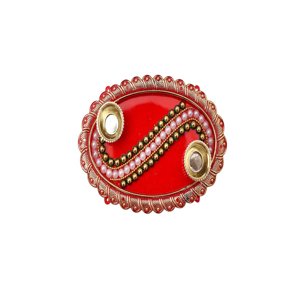 BDS CREATIONS Designer Decorated Diya Bhaidooj, Engagement Platter, Festive Diwali Pooja Floating Plate/Thali