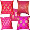 VIREO Dupion Silk Cushion Cover with Zipper - Set of 5 (16X16 Inch) view 1