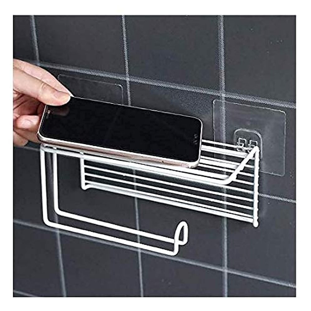 Vihax Toilet Tissue Paper Holder and Multi-Purpose Shelf - Wall Mount Storage Organizer for Bathroom, Holds 1 Rolls - Durable Metal Wire Design
