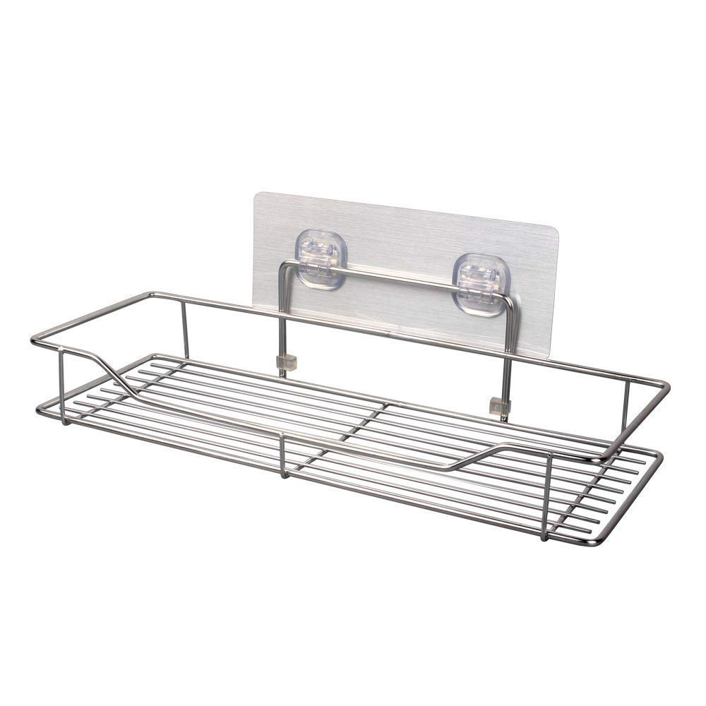 LUVINA Stainless Steel Multi Purpose Bathroom Shelf/Rack Silver Chrome Bathroom Simple Rack for Shampoo