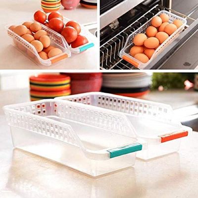 RD MALL Plastic Fridge Space Saver Food Storage Organizer Basket Rack Food Storage Drawer Box Organizer Container (Multi-Color)(Set of 2 Pcs)