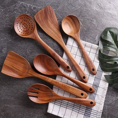 ROLIMOLI Handmade Wooden Serving and Cooking Spoon Kitchen Utensil Set Durable Eco Friendly Kitchen Tools (7)