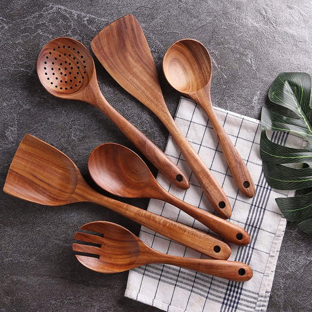 ROLIMOLI Handmade Wooden Serving and Cooking Spoon Kitchen Utensil Set Durable Eco Friendly Kitchen Tools (7)