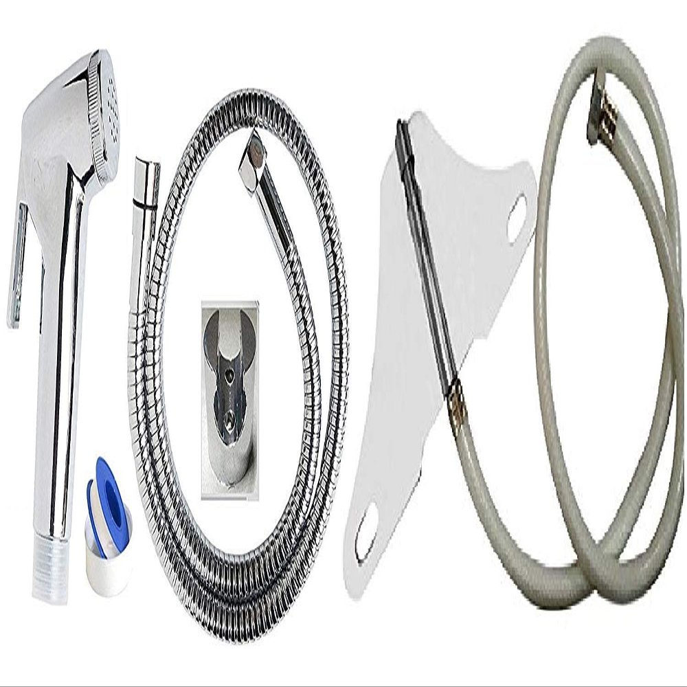 GOLD BELL High Pressure S.S(304) Toilet Jet Spray or Bidget Hands Free Spray with 1 mtr Heavy PVC Hose (Type: Multi) -with Health Faucet -1 Set Combo