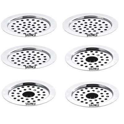 INDOROX Stainless Steel Jali/Trap Floor Drain for Bathroom and Kitchen, Pack of 6 (3 Plain and 3 with Cut for Waste Pipe)