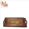 ROLIMOLI Wooden Coffee Tray Handcarved Tea Snacks Serving Tray Set Durable Multipurpose Serving Platter for Home Kitchen Use (Brown, Set of 2) view 4