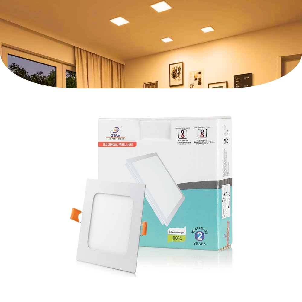 D'Mak 12 Watt LED Square False Ceiling/Recessed Panel Light for POP (Warm White, Yellow)