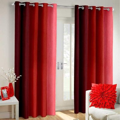 Radees Creations Polyresin Floral Curtain, Window - 6 Feet, Red, Pack of 2