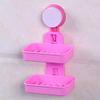 SEASPIRIT Double Layer Bathroom Shower Suction Soap Dish Hanging Tray Wall Holder Rack (Medium, 4, Pink) view 3