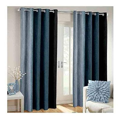Radees Creations Polyresin Floral Curtain, Window - 6 Feet, Black, Pack of 2