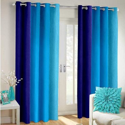 Radees Creations Polyresin Floral Curtain, Window - 6 Feet, Blue, Pack of 2
