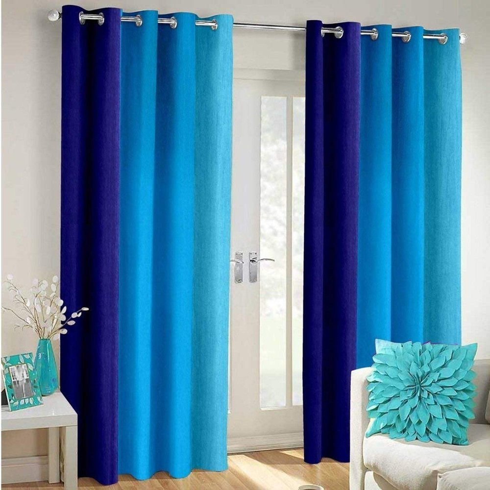 Radees Creations Polyresin Floral Curtain, Window - 6 Feet, Blue, Pack of 2
