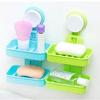 SEASPIRIT Plastic Double Layer Soap Dish Suction Cup Wall Tray Self-Adhesive Stainless Steel Waterproof Kitchen Bathroom Soaps Storage Rack view 3