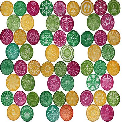 oramsa Ready to use Assorted Rangoli Stencils 4'', Set of 30 Different Designs and Patterns (Thirty)