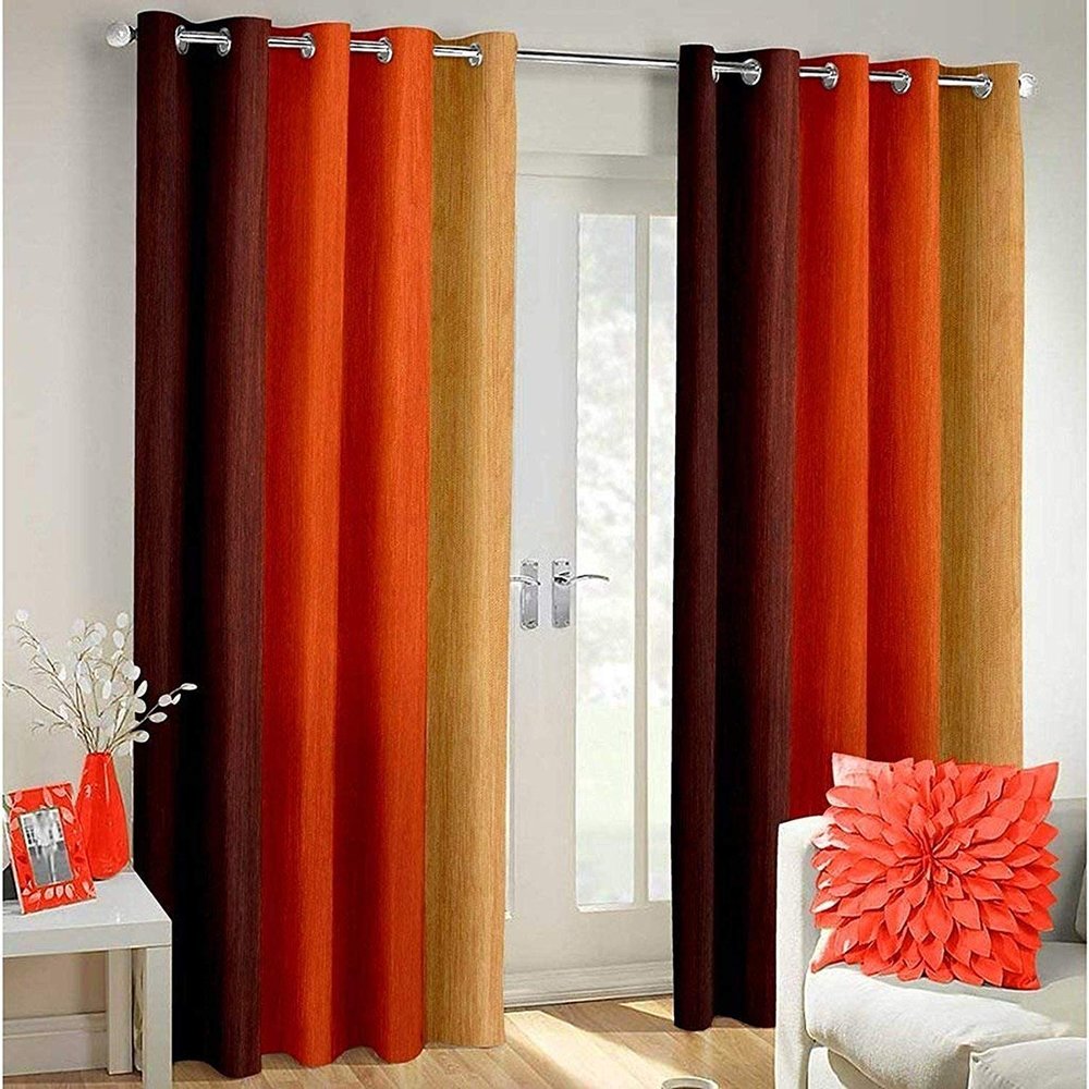 Radees Creations Polyresin Floral Curtain, Door - 7 Feet, Orange, Pack of 2