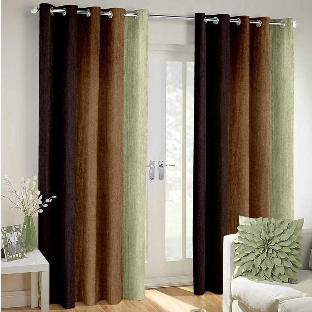 Radees Creations Polyresin Floral Curtain, Window - 6 Feet, Brown, Pack of 2