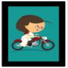 TIED RIBBONS Beechwood Kerala Women Riding Bike Wall Decorative Illustration, Fan Art Framed Paintings Posters for Home Decor (Multicolour, Standard) view 1