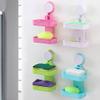 SEASPIRIT Plastic Double Layer Soap Dish Suction Cup Wall Tray Self-Adhesive Stainless Steel Waterproof Kitchen Bathroom Soaps Storage Rack view 1