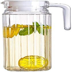 PrimeWorld Strips Glass jug Pitcher with White Lid 1.1 LTR (1100ml) 1 Pcs