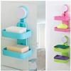 SEASPIRIT Plastic Double Layer Soap Dish Suction Cup Wall Tray Self-Adhesive Stainless Steel Waterproof Kitchen Bathroom Soaps Storage Rack view 1