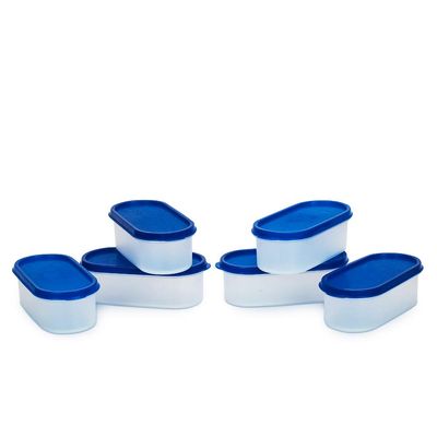 Mahaware Modular Oval Plastic Kitchen Container Set,600 ml, Set of 6, Blue