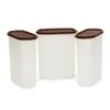 Mahaware Modular Oval Plastic Kitchen Container Set,2400 ml, Set of 3, Brown view 1