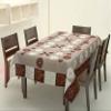 FAIRY HOME Net Coffee Stripe 6 Seater Rectangular Table Cover (Brown,Cotton, Pack of 1) view 1
