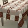 FAIRY HOME Net Coffee Stripe 6 Seater Rectangular Table Cover (Brown,Cotton, Pack of 1) view 2
