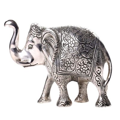 Prince Home Decor & Gifts Metal Elephant- Silver, Medium