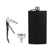 PROTOS INDIA.NET  3Pc Bar Set for Drinks Bar Accessories Box Black Hip Flask 7OZ 210ml with Funnel + Wine Opener Black Matte Finish Hip Flask Bar Tools Portable Bar Set for Gift Home for Men Women view 1