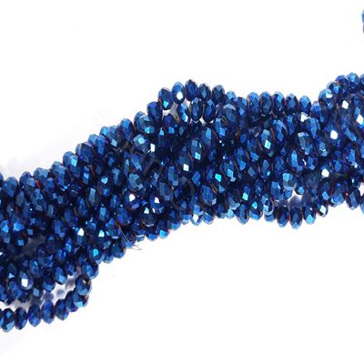 The Design Cart 2 MM Blue Metallic Rondelle Faceted Crystal Beads for Jewellery Making, Beading, Art and Craft Supplies (5 Strings)
