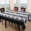 FAIRY HOME Net Stripe 6 Seater Rectangular Table Cover (Black,Cotton, Pack of 1) view 1