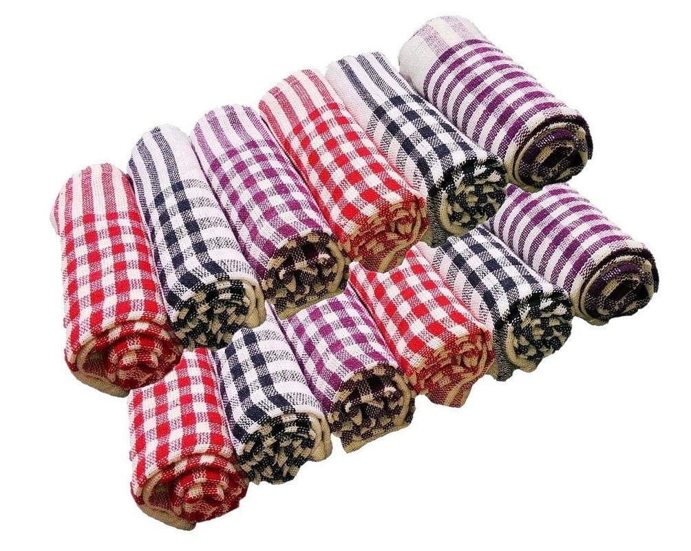 AKIN Cotton Cleaning Cloth Kitchen, Table Wipe Multipurpose Napkin (15X15 Inch, Multicolour) - Pack of 24