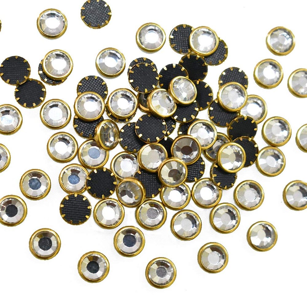 Sei Bella Kundan Rhinestones Pastable for Jewellery, Craft Material, Embroidery, Lehenga, Dresses, Dupatta, Bangles Making (White, Round)