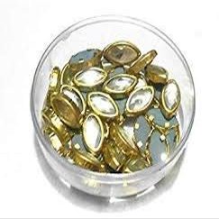 Sei Bella Kundan Rhinestones Pastable for Jewellery, Craft Material, Embroidery, Lehenga, Dresses, Dupatta, Bangles Making (White, Leaf)