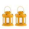 Homesake Star Light Decorative Metal Lantern Indoor/Outdoor Hanging Lantern | Set of 2 Designer Candle Tealight Holder | Festive Decor | Diwali Decoration for Home, Yellow view 2