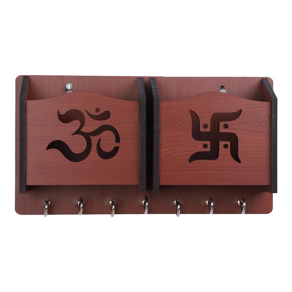 Sehaz Artworks Key Hangers for Wall | Key Holder for Home Decor Stylish | Key Stand | Mobile Holder for Wall | Key Chain Holders (7 Hooks, MDF Brown)