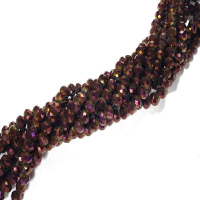 The Design Cart 2 MM Purple Metallic Rondelle Faceted Crystal Beads for Jewellery Making, Beading, Art and Craft Supplies (5 Strings)