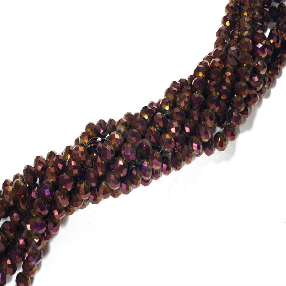 The Design Cart 2 MM Purple Metallic Rondelle Faceted Crystal Beads for Jewellery Making, Beading, Art and Craft Supplies (5 Strings)