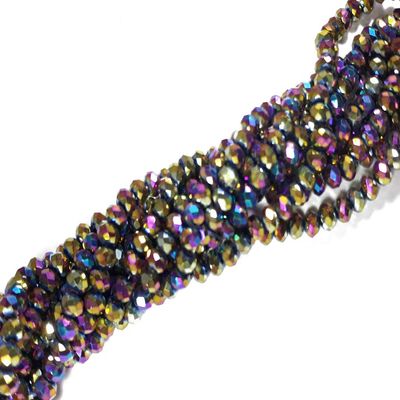 The Design Cart 2 MM Rainbow Metallic Rondelle Faceted Crystal Beads for Jewellery Making, Beading, Art and Craft Supplies (5 Strings)