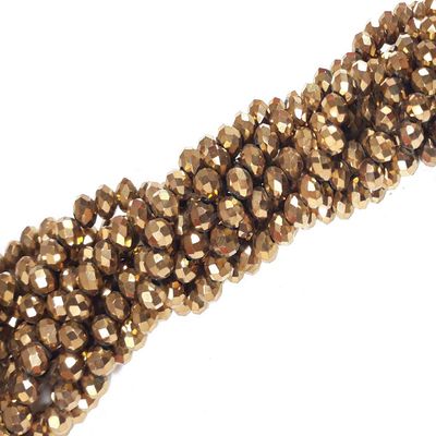 The Design Cart 6 MM Copper Metallic Rondelle Faceted Crystal Beads for Jewellery Making, Beading, Art and Craft Supplies (1 String)