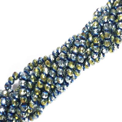 The Design Cart 8 MM Green Metallic Rondelle Faceted Crystal Beads for Jewellery Making, Beading, Art and Craft Supplies (1 String)
