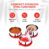 oliveware Lovely Stylo Lunch Box, Leak Proof & BPA Free Lid, 3 Stainless Steel Containers (2x290ml & 500ml), Fabric Jacket - Red view 2