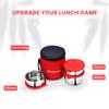 oliveware Lovely Stylo Lunch Box, Leak Proof & BPA Free Lid, 3 Stainless Steel Containers (2x290ml & 500ml), Fabric Jacket - Red view 4