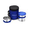 Oliveware Lovely Stylo Lunch Box, Leak Proof & BPA Free Lid, 3 Stainless Steel Containers (2x290ml & 450ml), Fabric Jacket - Blue view 1