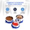 Oliveware Lovely Stylo Lunch Box, Leak Proof & BPA Free Lid, 3 Stainless Steel Containers (2x290ml & 450ml), Fabric Jacket - Blue view 2